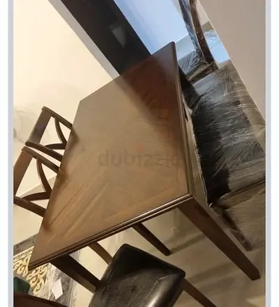 Solid Wood Dining Table with 4 Chairs - Dark Brown, Good Condition