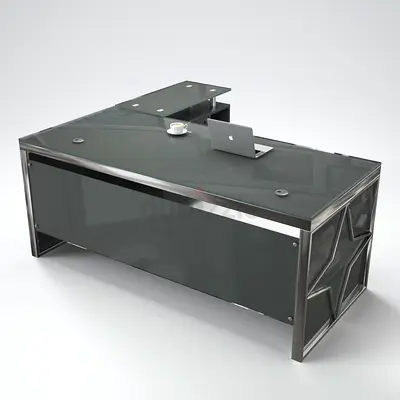 Modern Glass Metal Executive Office Desk -