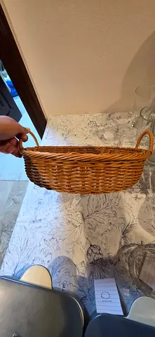 Handwoven Wicker Basket with Handles - Medium Size