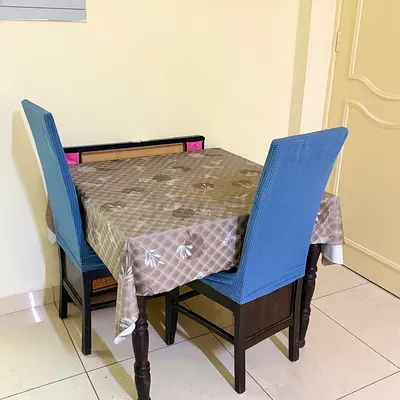 Wooden Dining Table with 2 Upholstered Chairs - Compact Set