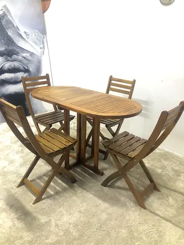 GARDEN DINNING TABLE FOLD ABLE TABLE WITH FOUR CHAIRS