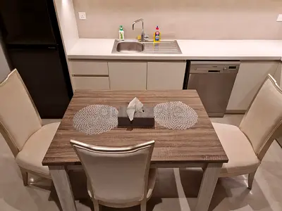 Compact 4-Seater Dining Table with 3 Upholstered Chairs