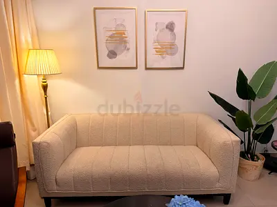 Comfortable 3-Seater Bouclé Sofa in Cream