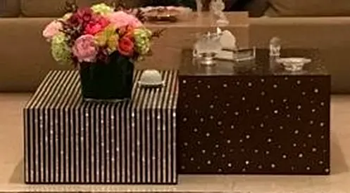 Geometric table with Striped and Dot Inlay