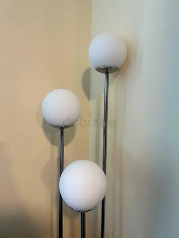 SIMRISHAMN Floor lamp, chrome-plated/opal white glass