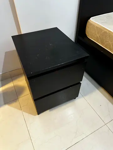 IKEA king size bed with two Drawer Wooden with super ortho mattress, side tables chm drawer
