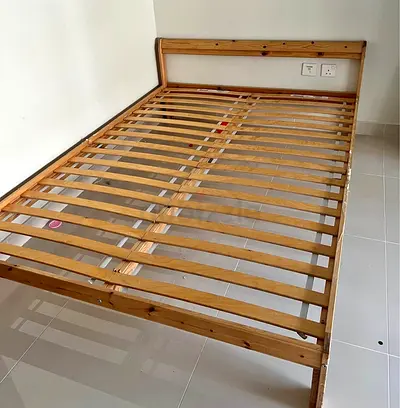 Ikea wooden double bed frame 140×200 with mattress availble in perfect condition