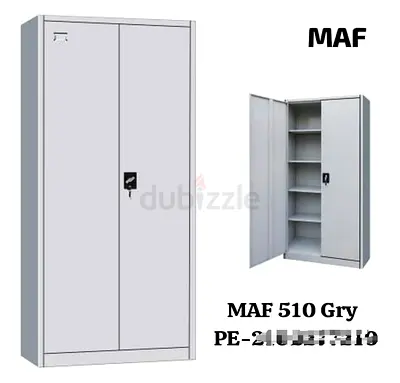 Metal Storage Wardrobe / Office Cabinet - 2 Door with Shelves (Grey)
