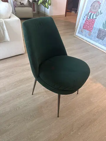 4 West Elm Dark Green Velvet Accent Chair with Slim Metal Legs