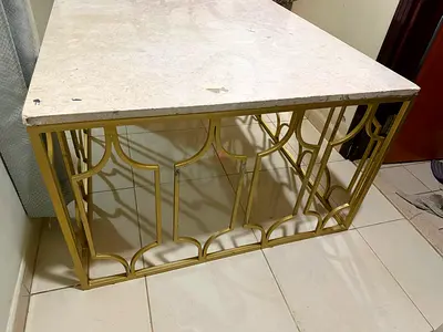 Marble Top Gold Metal Console Table - Small Size