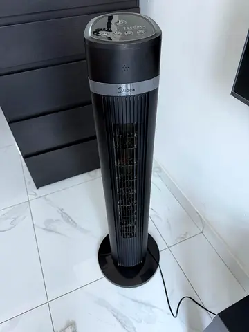 Midea Black Tower Fan - Oscillating Floor Fan in Good Condition
