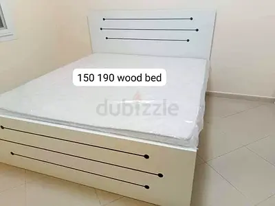 Modern White Wood Bed with Mattress 150x190
