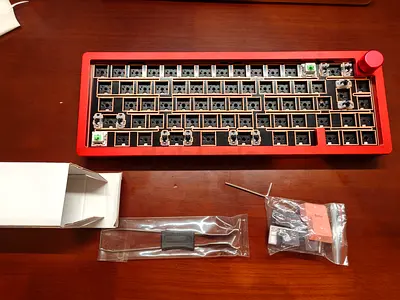 hexgears AL65 RGB CNC Aluminum 65% Knob Mechanical Keyboard Kit | Tri-Mode | Anodized Red