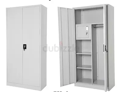 Metal Storage Wardrobe Cabinet with Shelves and Lockbox - White