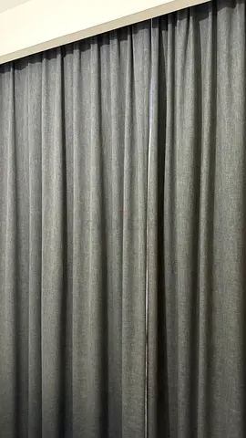 Dark grey full-length blackout curtains - pair size 2700mm W x 3050mm L each curtain with track