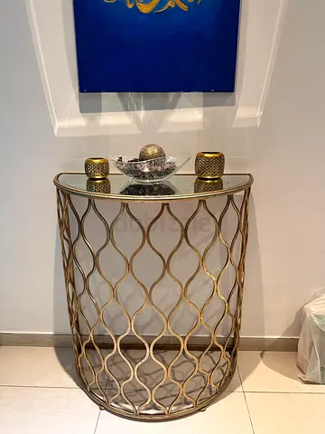 Metal console with mirror top - antique bronze finish