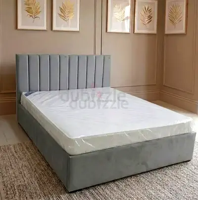 New fabric wooden Queen size 150x190 bed with Madical Matress Available