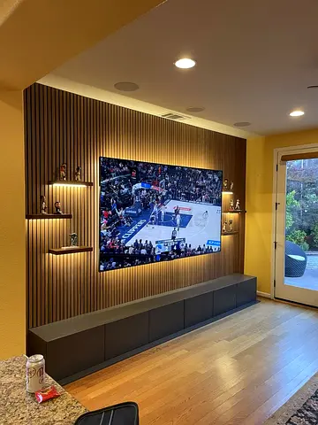 Modern Slat-Panel TV Wall Unit
