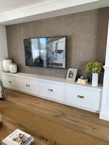 Modern White Four-Drawer Entertainment Center