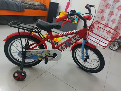 Kids Red CF Bike with Training Wheels and Basket