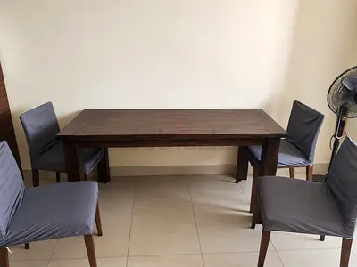 Solid Wood Dining Table with 4 Chairs — Good Condition