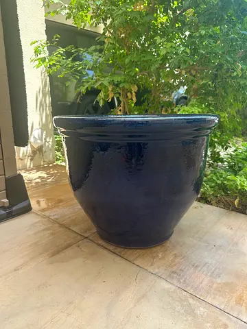 PLANT POT - large blue pot ceramic clay garden