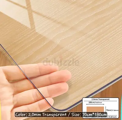 Clear 2mm Thick Transparent Tablecloth Protector - Heat Scratch Resistant (70x180cm)