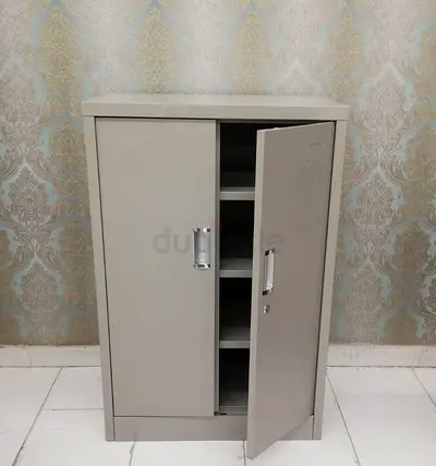 Metal Storage Cabinet with Lockable Door and Shelves - Light Grey