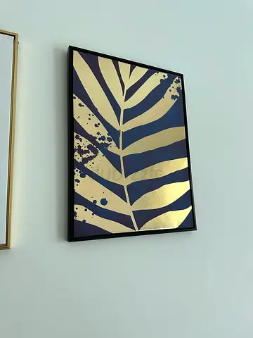 3 Framed paintings- gold leaf botanical wall art