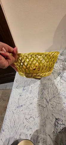 Handwoven Yellow Decorative Basket - Small Fruit/Storage Bowl