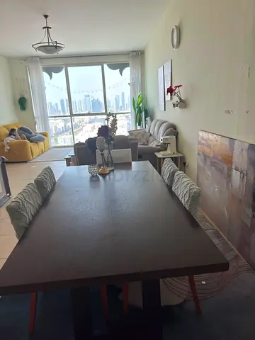 Dark Wood Dining Table with 5 Chairs - Good Condition, Modern Style