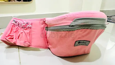 Pink Floral Ergonomic Baby Carrier with Hip Seat and Storage Waist Belt
