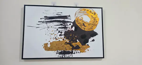 Abstract Black and Gold Canvas Wall Art (Framed)