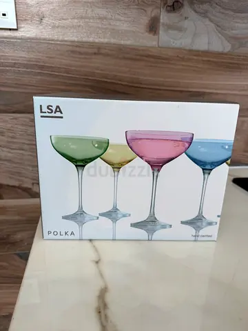 LSA Polka Colored Coupe/Cocktail Glasses - New in Box (Set)