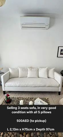 Large SOFA 3 seats WITH PILLOWS for living room