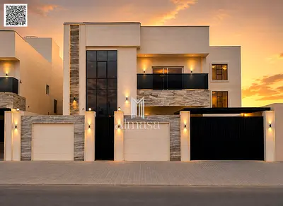 Luxury villa with full stone finishing | Modern design | 5 master bedrooms | Rooftop terrace | Strategic location near Dubai and Sharjah