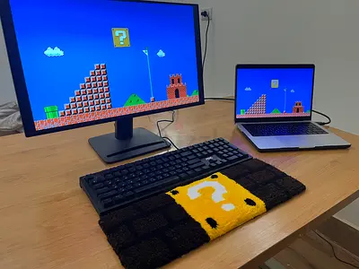 Super Mario Question Block Desk Rug | 30 × 12 cm