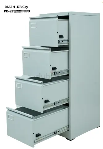 4-Drawer Metal Filing Cabinet - Grey, Heavy Duty