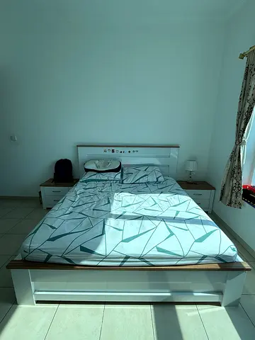 Modern White Double Bed Frame with Matching Side tables