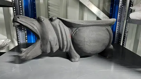 Handcrafted Ceramic Hippopotamus Sculpture - Matte Black Decorative Statue