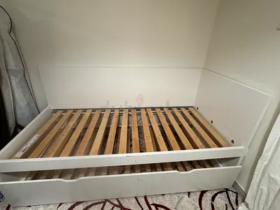 discount on ikea White wooden single bed frame with under-drawer bed (good condition) - no mattress