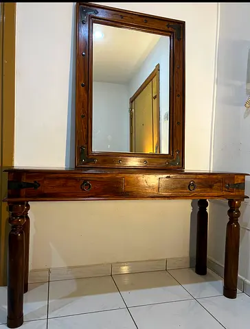 Marina solid wood Console table- Entry table-Hall way table- with antique Marina solid wood mirror