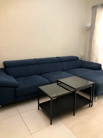 Blue 3-seater Fabric Sofa with headrest in Good Condition