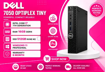DELL OPTIPLEX 7050 TINY RAM 16GB DDR4 INTEL CORE I7 7TH GENERATION SSD 512GB NVME M2