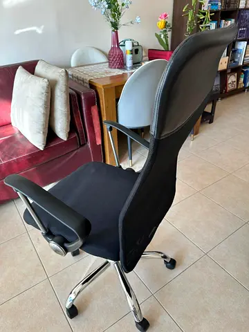Ergonomic Black Mesh Office Chair with Headrest - Good Condition