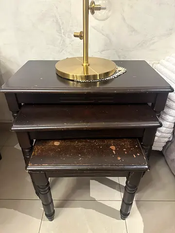 Vintage dark wood nesting side tables (set of 3) - good project pieces