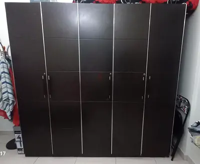 Dark brown 6-door wardrobe / armoire - good condition