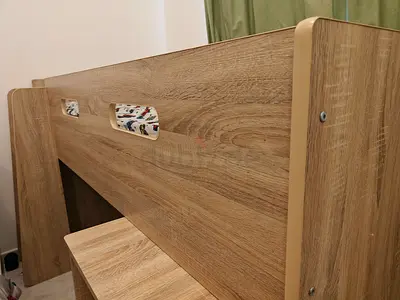 Solid Wood Bunk Bed with Guard Rail - Oak Finish - Disassembled