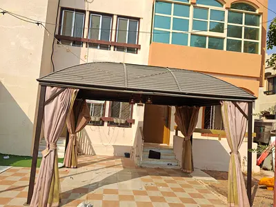Metal outdoor gazebo with curtains - 3x4m, good condition