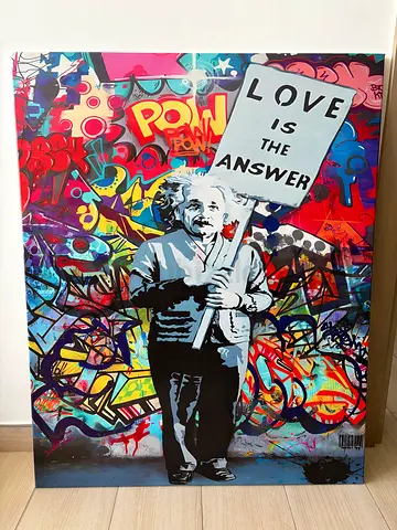 Large picture Graffiti-Style Love is the Answer Einstein Canvas Print